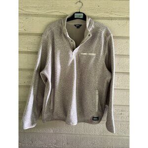 Eddie Bauer Men's 2XL Pullover Sweater Beige Warm Fleece Quarter Snap Pockets